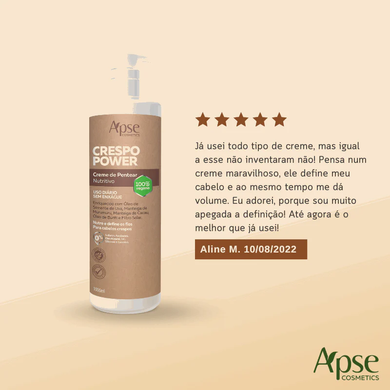 Apse Cosmetics - Nutritive Curly Hair Leave-In Cream 33.8 fl oz - No Poo / Low Poo - Conditioning Action - Image 5