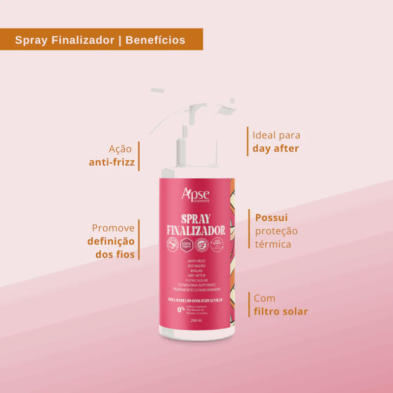 Apse Cosmetics - Curl Finishing Kit - Mousse, Activating Gelatin, Activator and Styler, and Finishing Spray

Note: The conversion from metric to US standards would depend on the specific measurements provided for each product in the kit. - Image 3