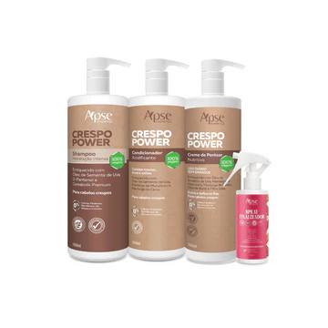 Apse Cosmetics - Kitão Curly Power - Shampoo, Conditioner, Leave-in Cream, and Finishing Spray (4 ITEMS)