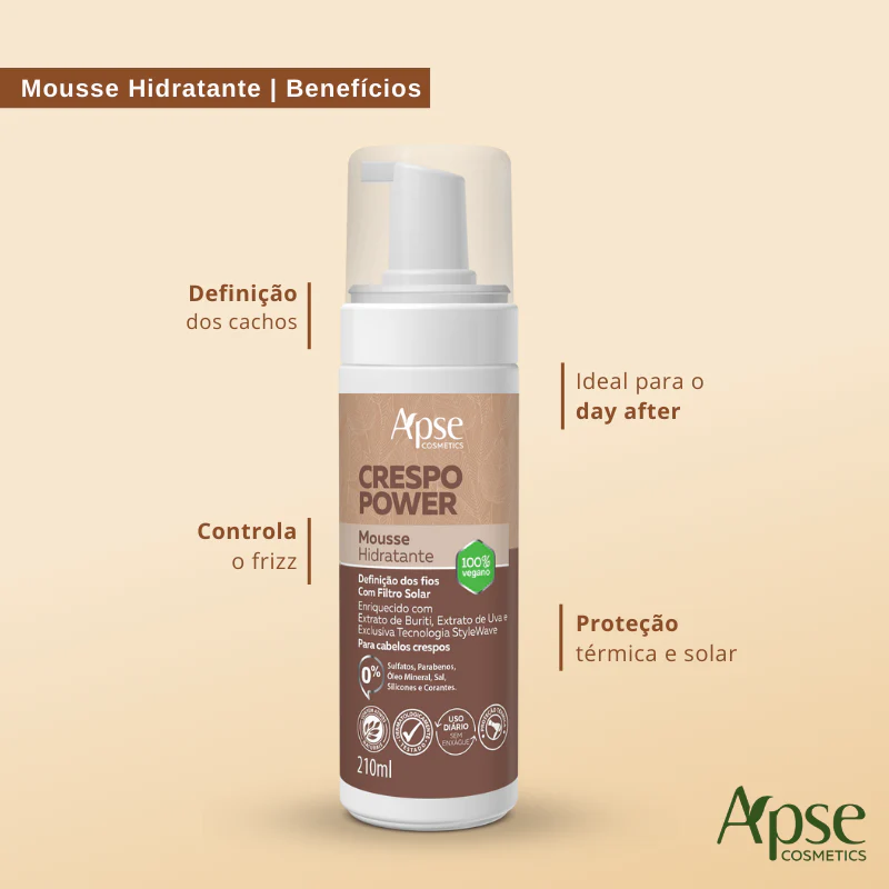 Apse Cosmetics - Curly Power Hydrating Mousse 7.1 fl oz - Conditioning Action - Image 2