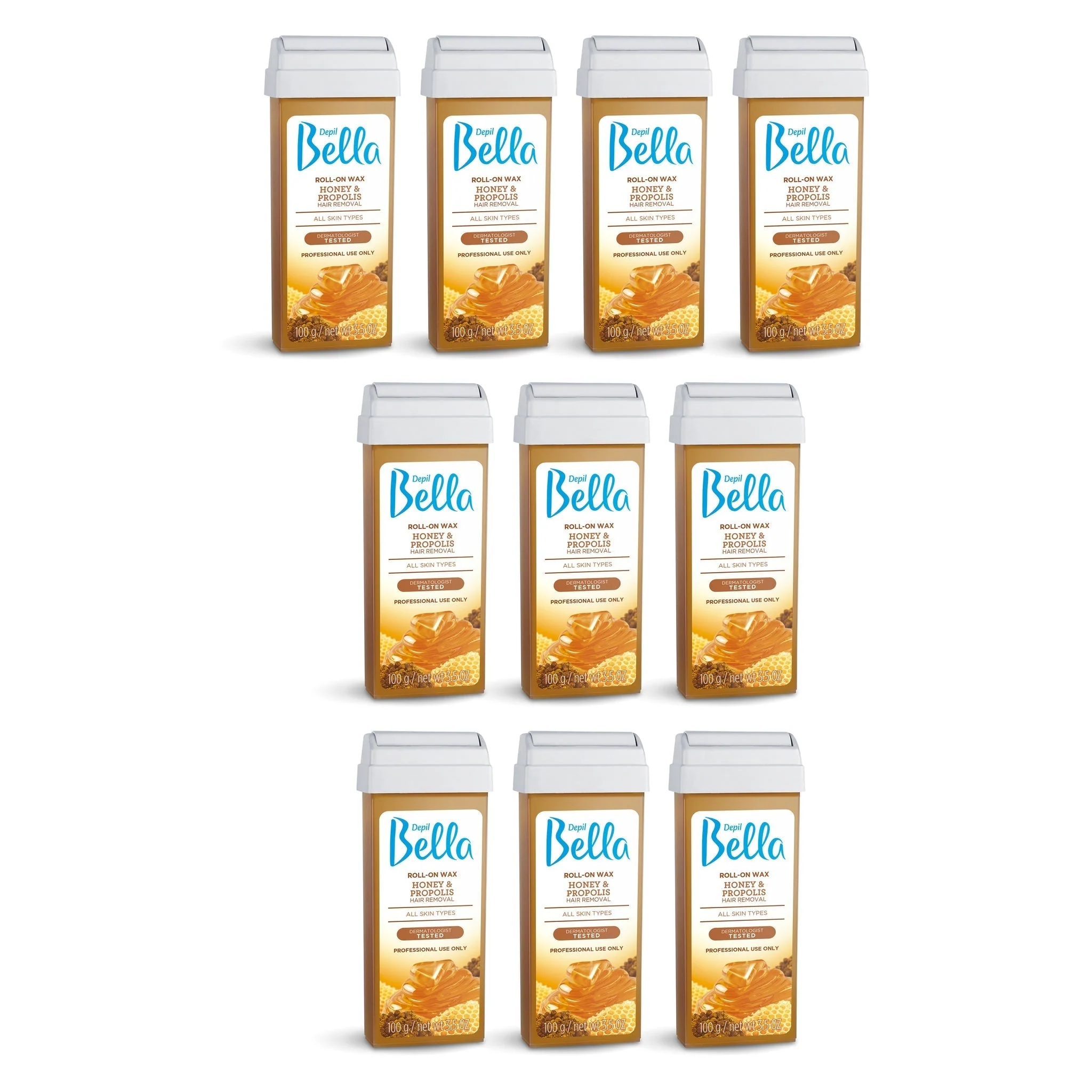 Depil Bella Roll-On Honey with Propolis Wax Hair Removal Cartridges 3.52Oz (10 Units )