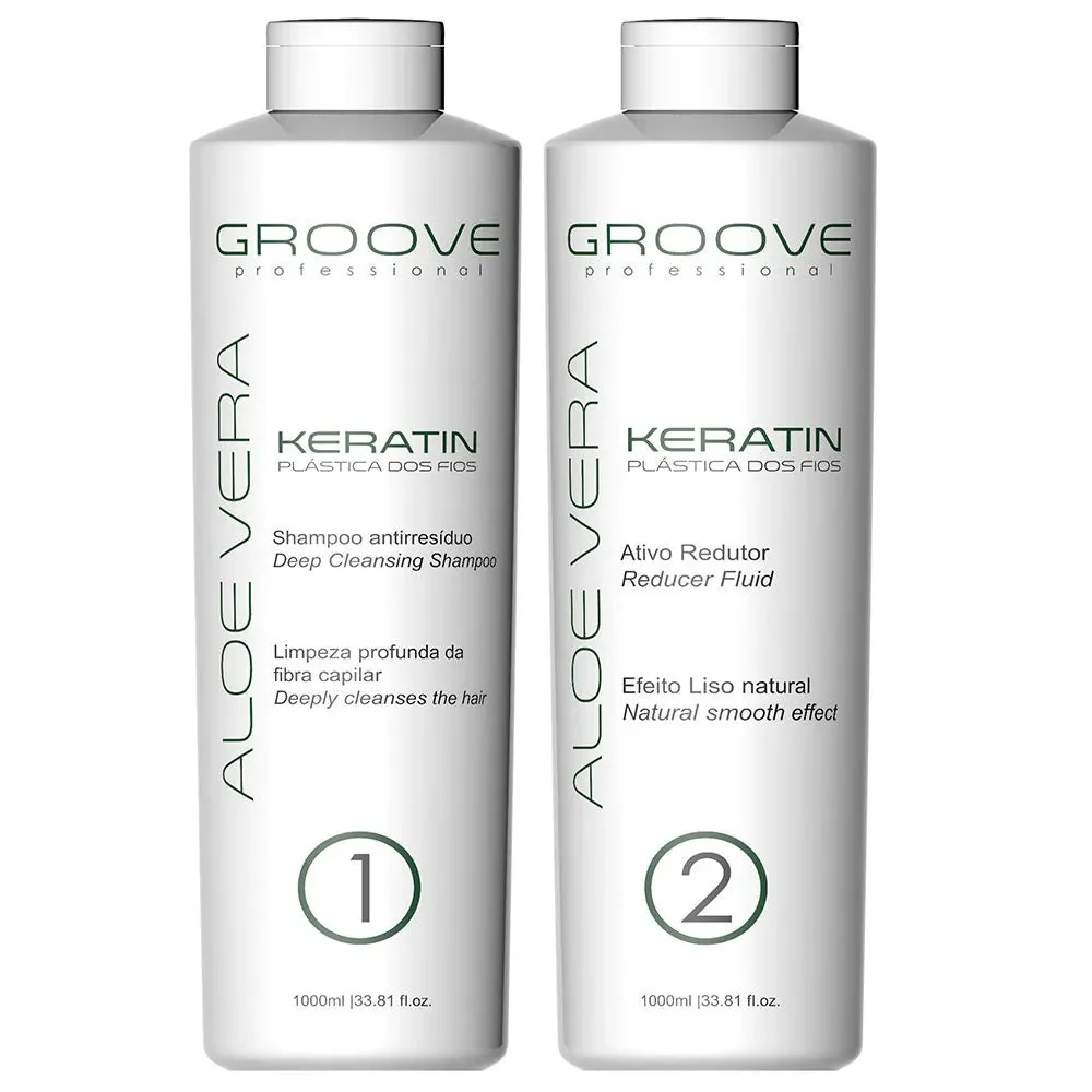 Keratin Babosa Aloe Vera Progressive Brush Smoothing Treatment Kit 2x1L - Groove - Image 2