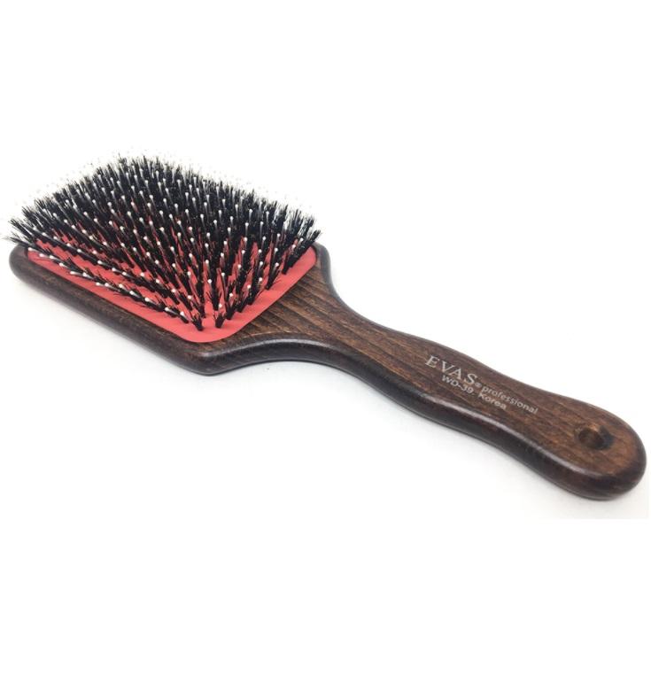 Professional Wooden Natural Boar / Nylon Bristles Racquet Hair Brush WD39 - Evas