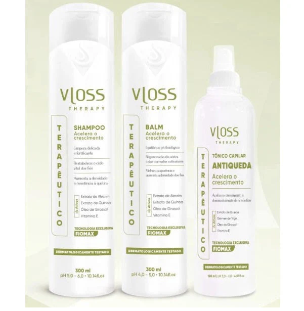 Therapy Fiomax Anti Hair Loss Scalp Treatment Home Care Kit 3 Itens - Vloss